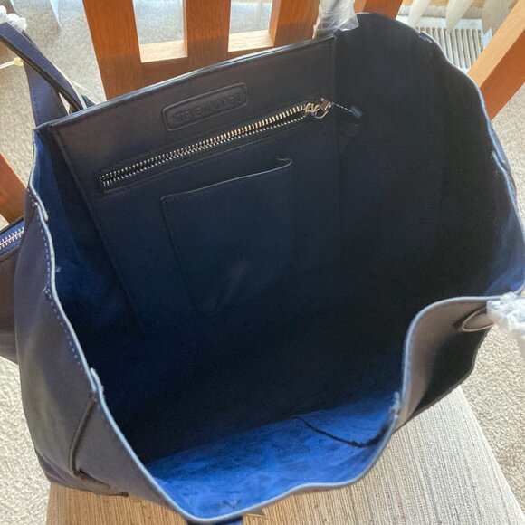 Steve Madden NWT 2 Pc. Set ~ Navy Shoulder Bag with Matching Zipper Pouch - Picture 15 of 16